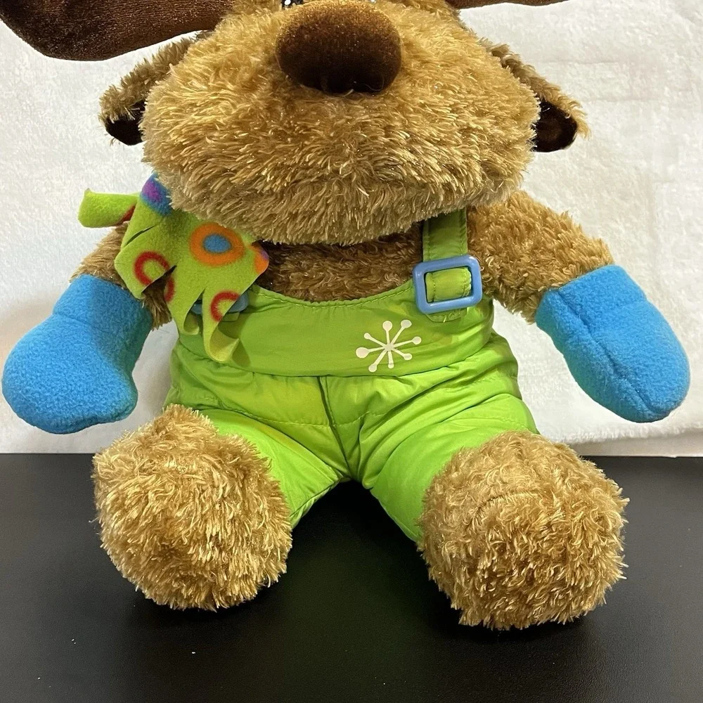 Dan Dee Moose Plush Stuffed Animal Winter Green Snowsuit Mittens Scarf